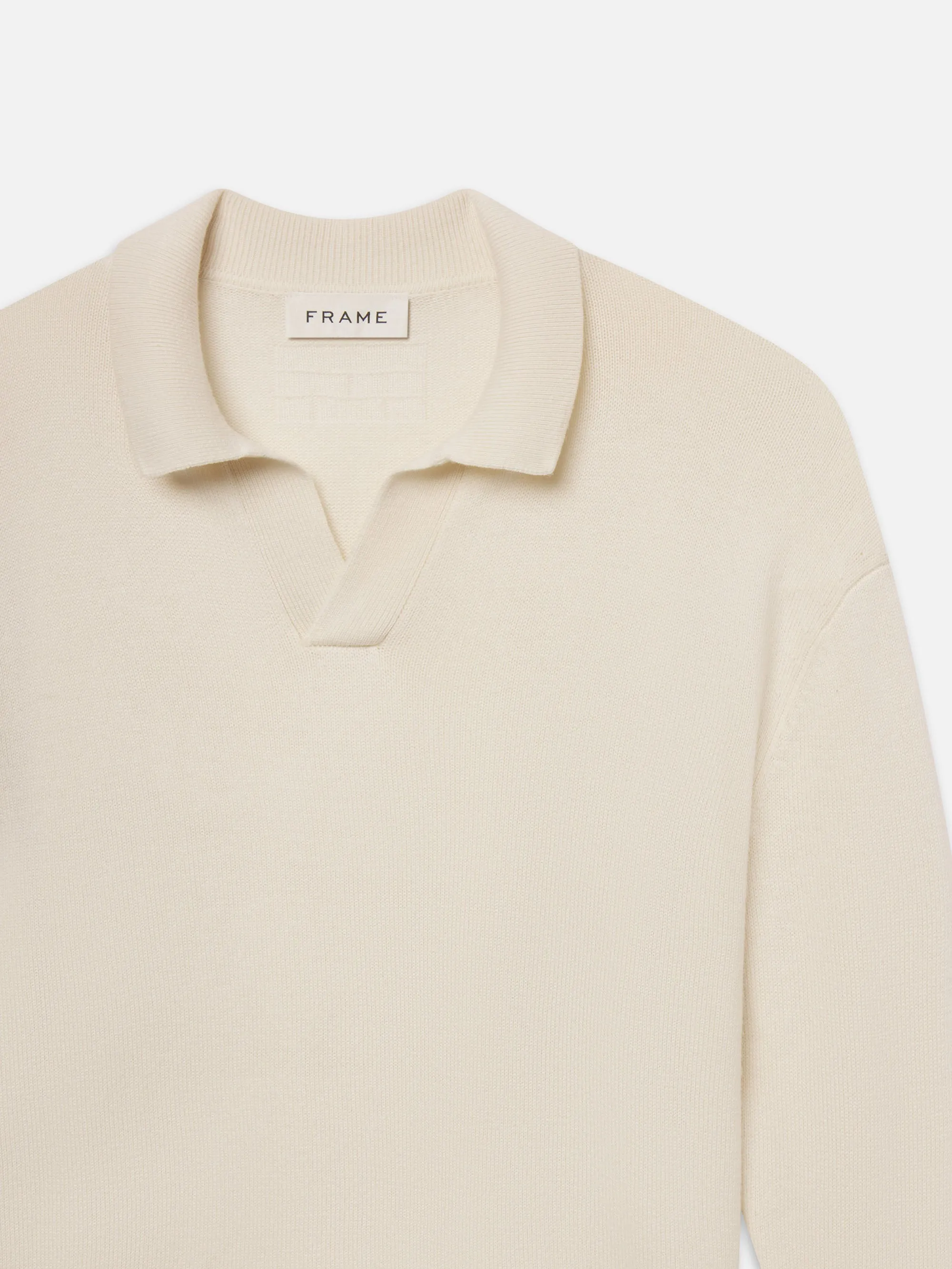 Silk Blend Polo Sweater -- Off White