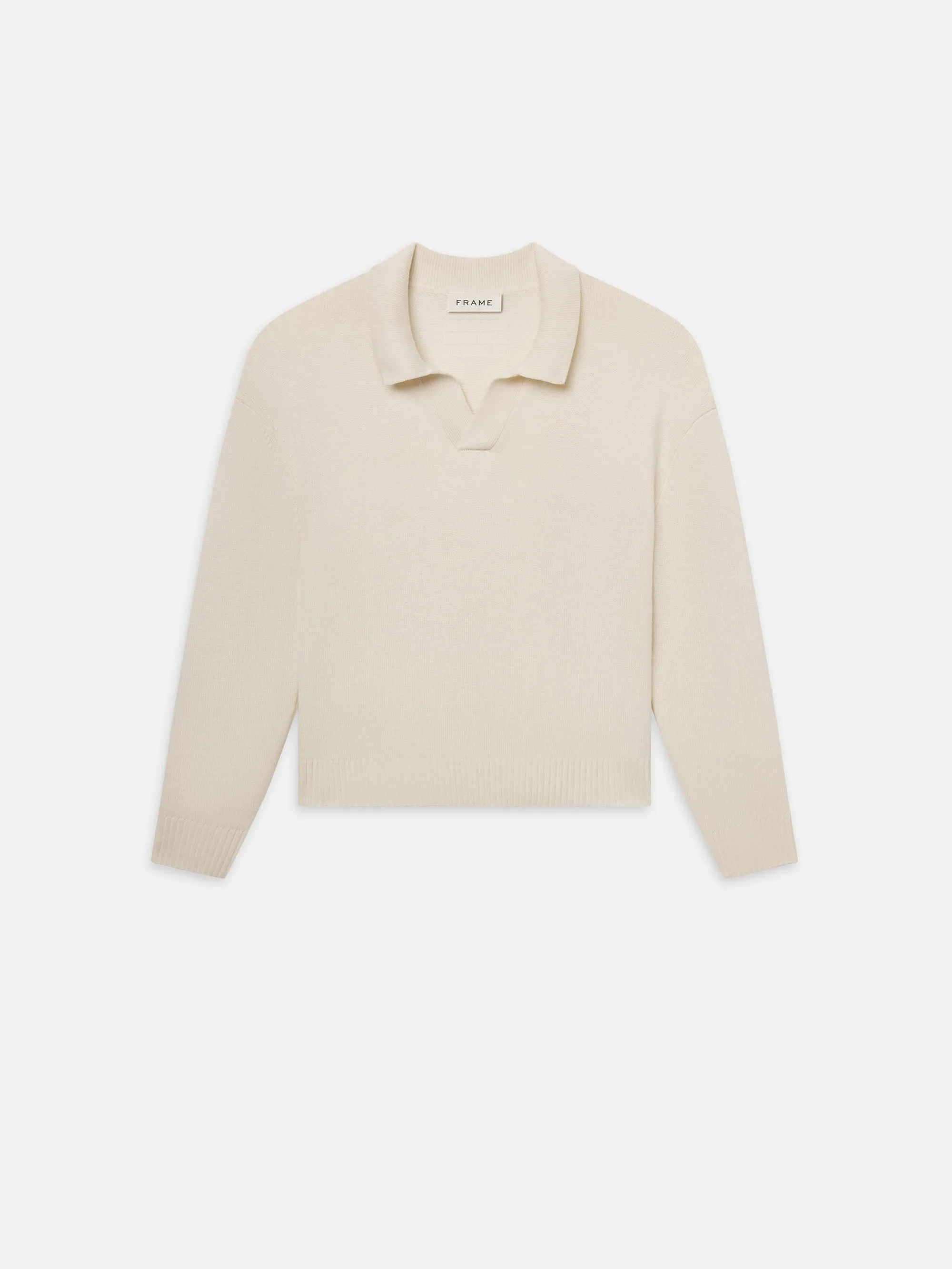 Silk Blend Polo Sweater -- Off White