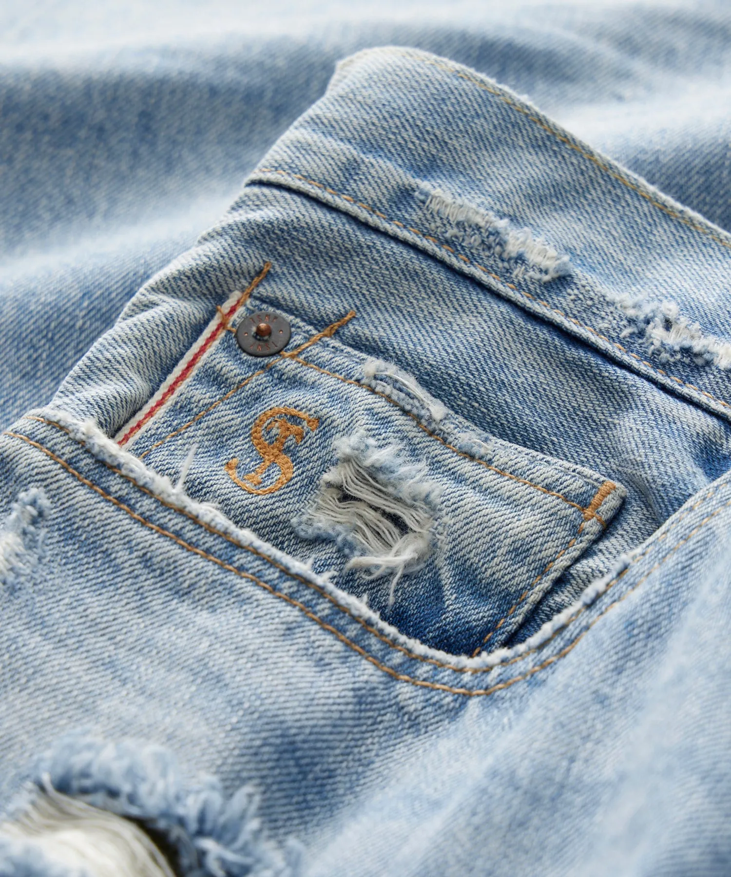 Slim Selvedge Jean in Destroyed Broome Wash