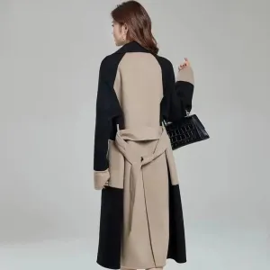 Slimming Wool Patchwor Overcoat