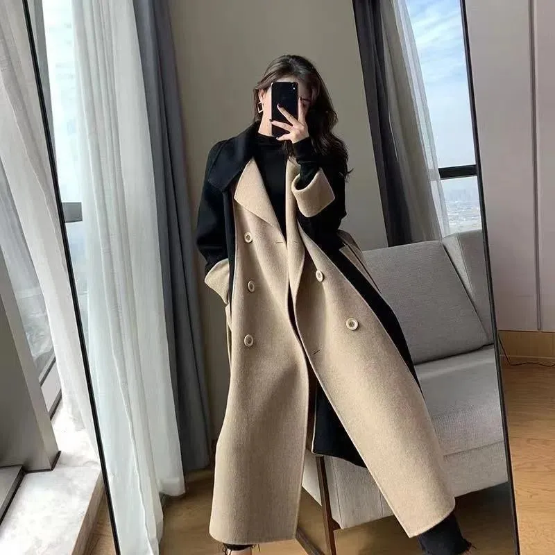 Slimming Wool Patchwor Overcoat