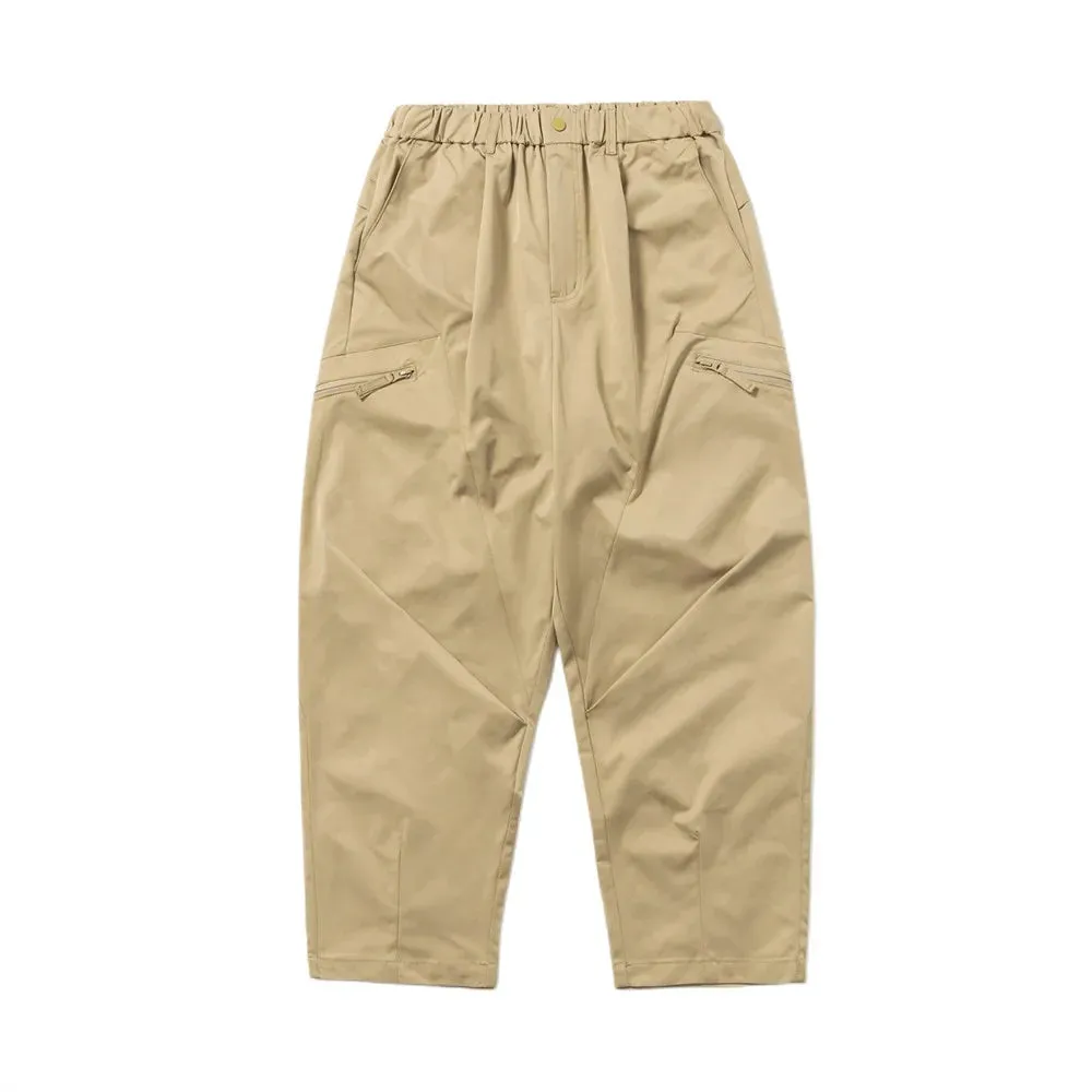 Solid Color Cargo Belt Pants with Zipper Pocket - Casual Safari Style