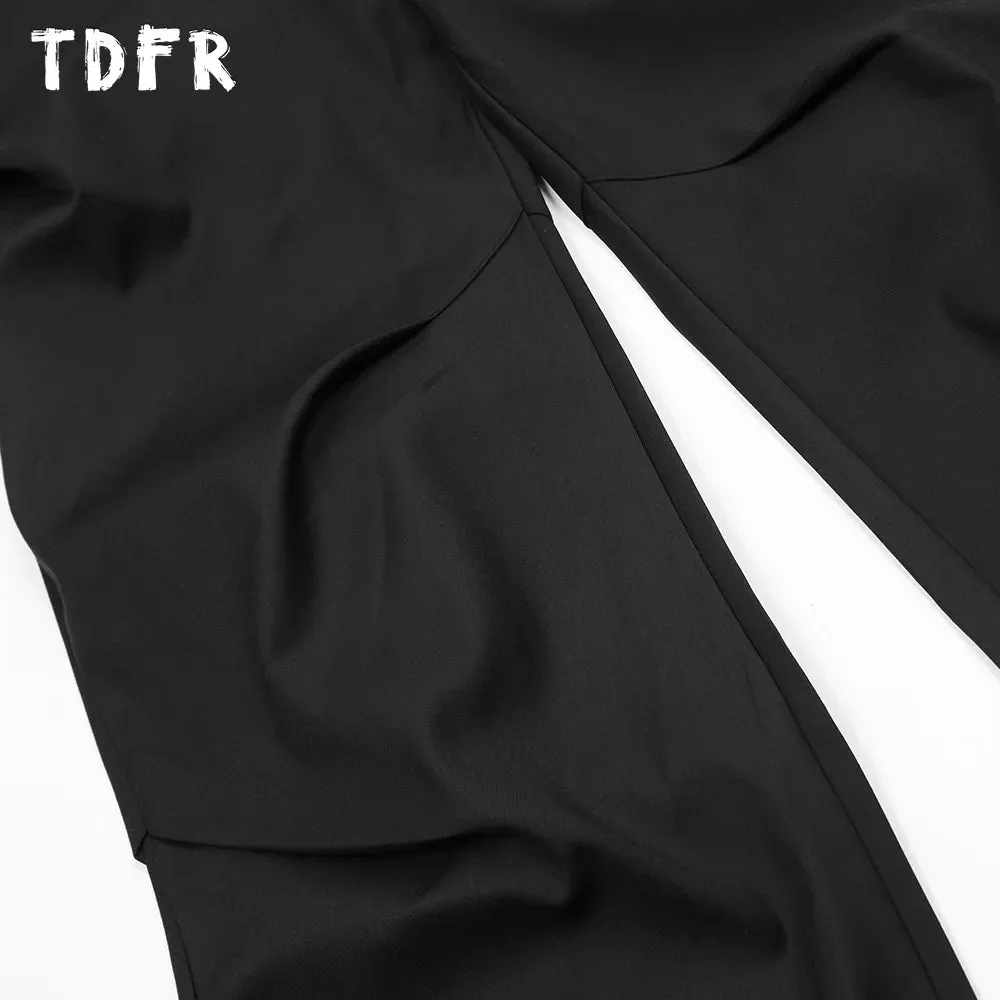 Solid Color Cargo Pants Mens Casual Streetwear Loose Wide Leg Trousers