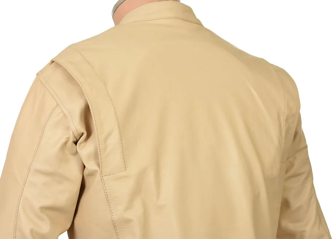 Steve Mcqueen Cream Le-man Armoured Biker Jacket