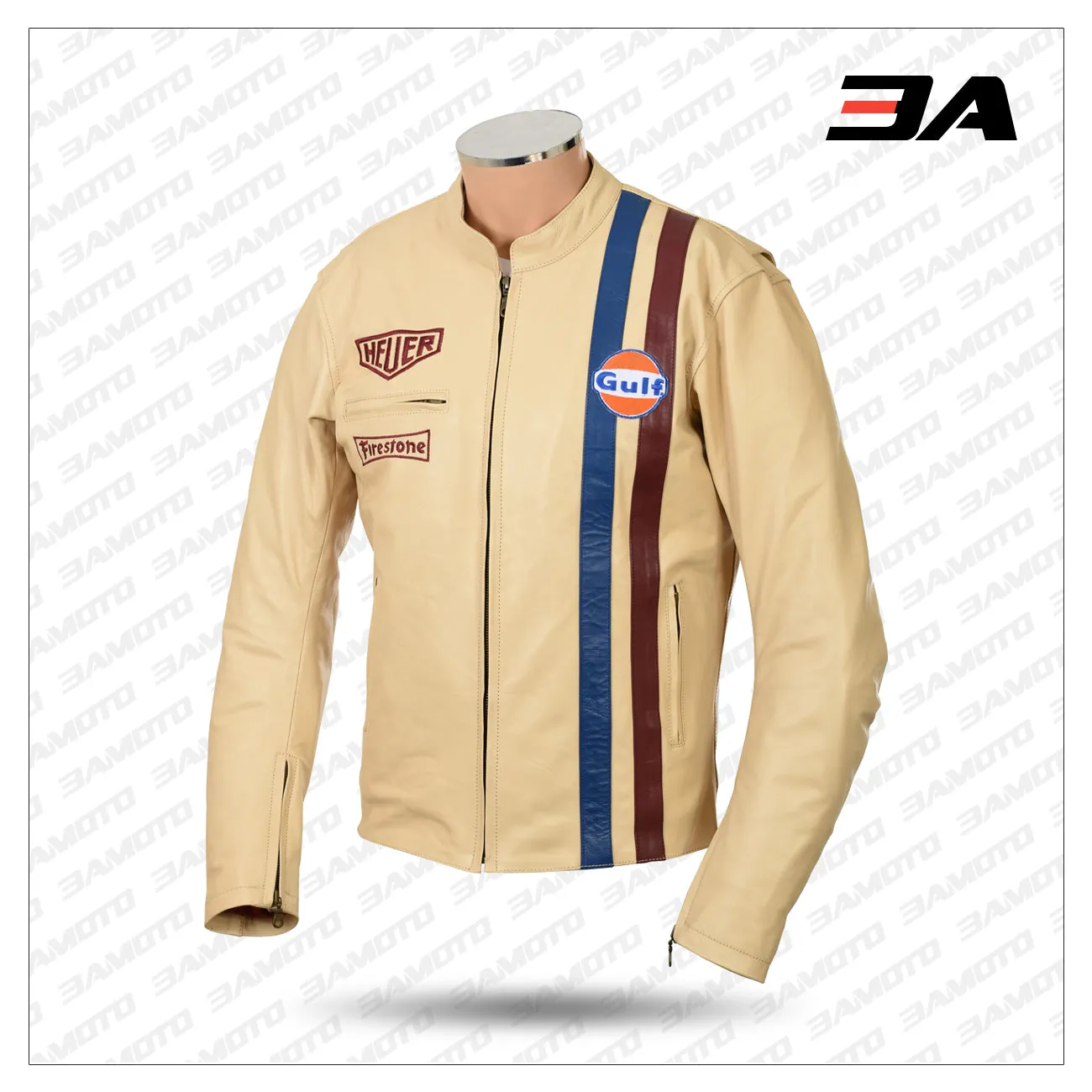 Steve Mcqueen Cream Le-man Armoured Biker Jacket