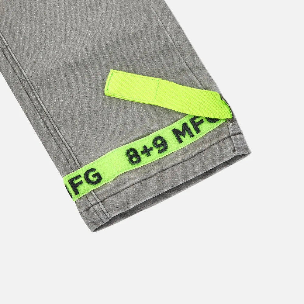 Strapped Up Slim Grey Washed Denim Jeans Volt