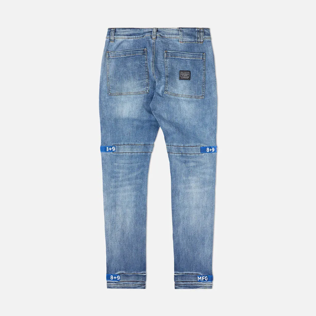 Strapped Up Slim Utility Medium Washed Jeans Royal