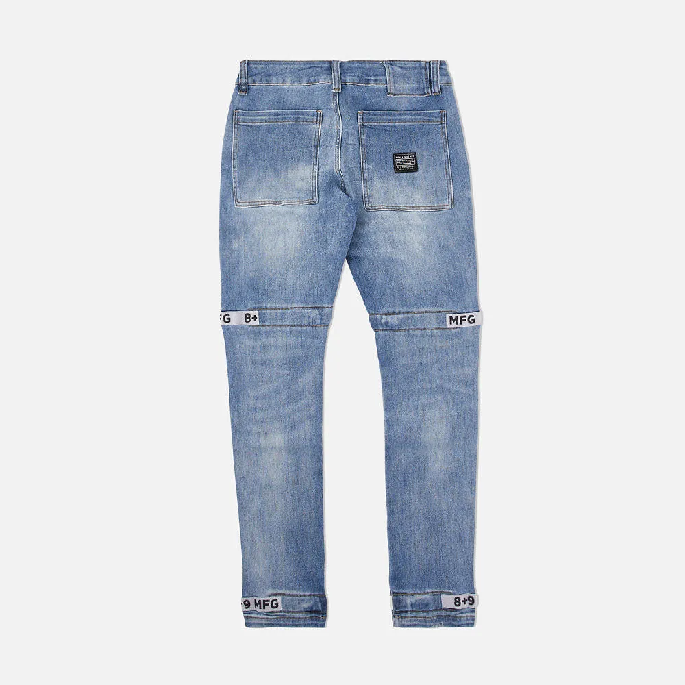 Strapped Up Slim Utility Medium Washed Jeans White