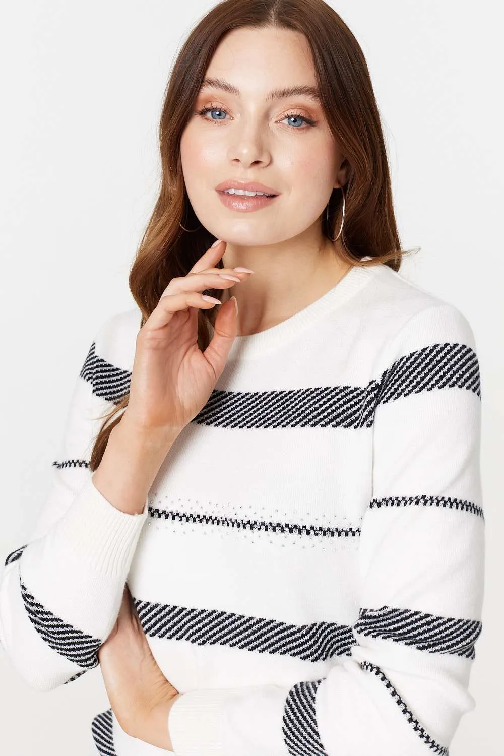 Stripe Print Long Sleeve Jumper