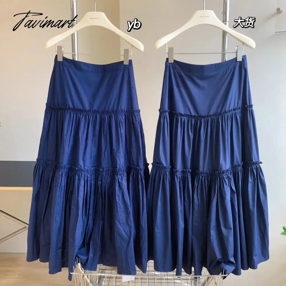 Tavimart Women Skirt Two Piece Summer Sexy Sleeveless Vest Women's Suit Solid Fashion Long pleated Skirt Set