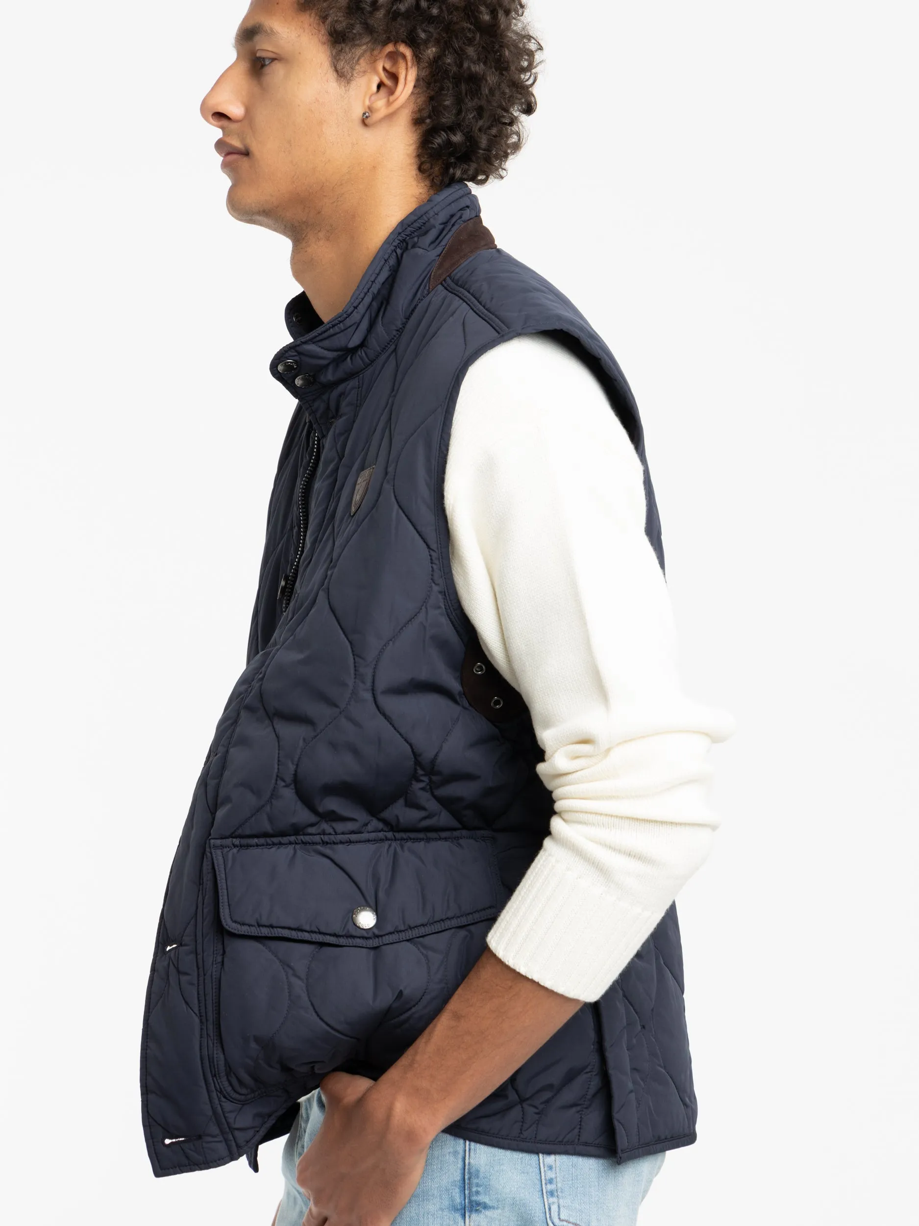 The Eastham Quilted Utility Vest in Navy