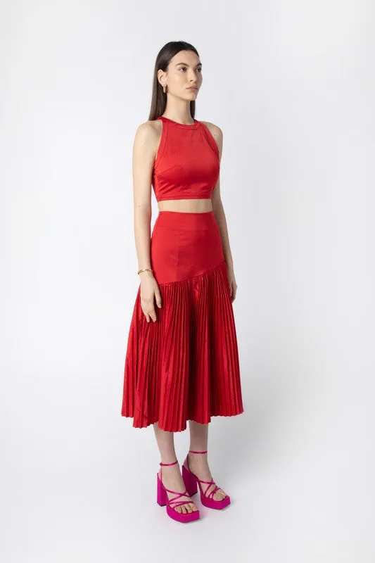 Tomas Asymmetric Pleated Skirt