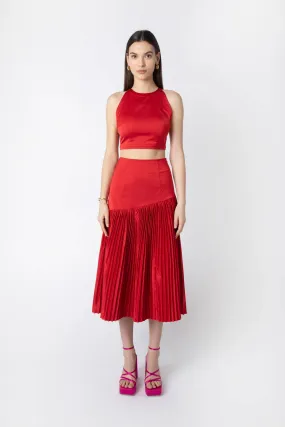 Tomas Asymmetric Pleated Skirt