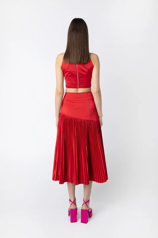 Tomas Asymmetric Pleated Skirt