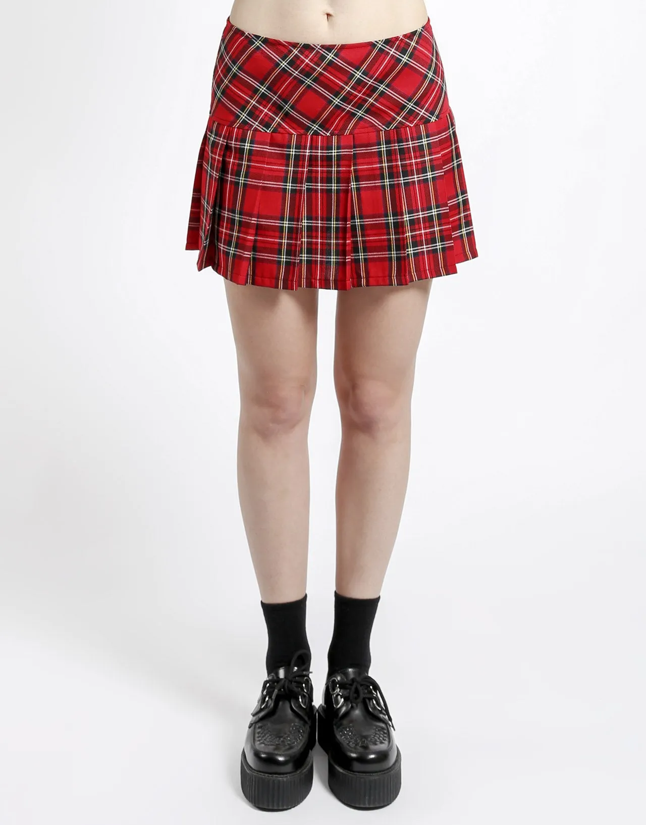 Tripp Nyc Red Pleated Plaid Mini Skirt