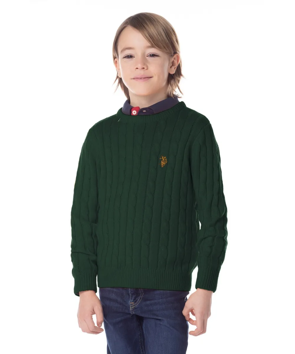 US POLO KIDS CABLE CREWNECK SWEATER