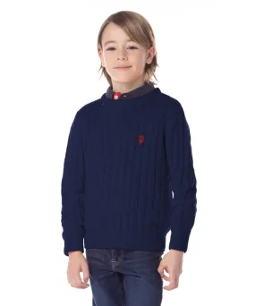 US POLO KIDS CABLE CREWNECK SWEATER