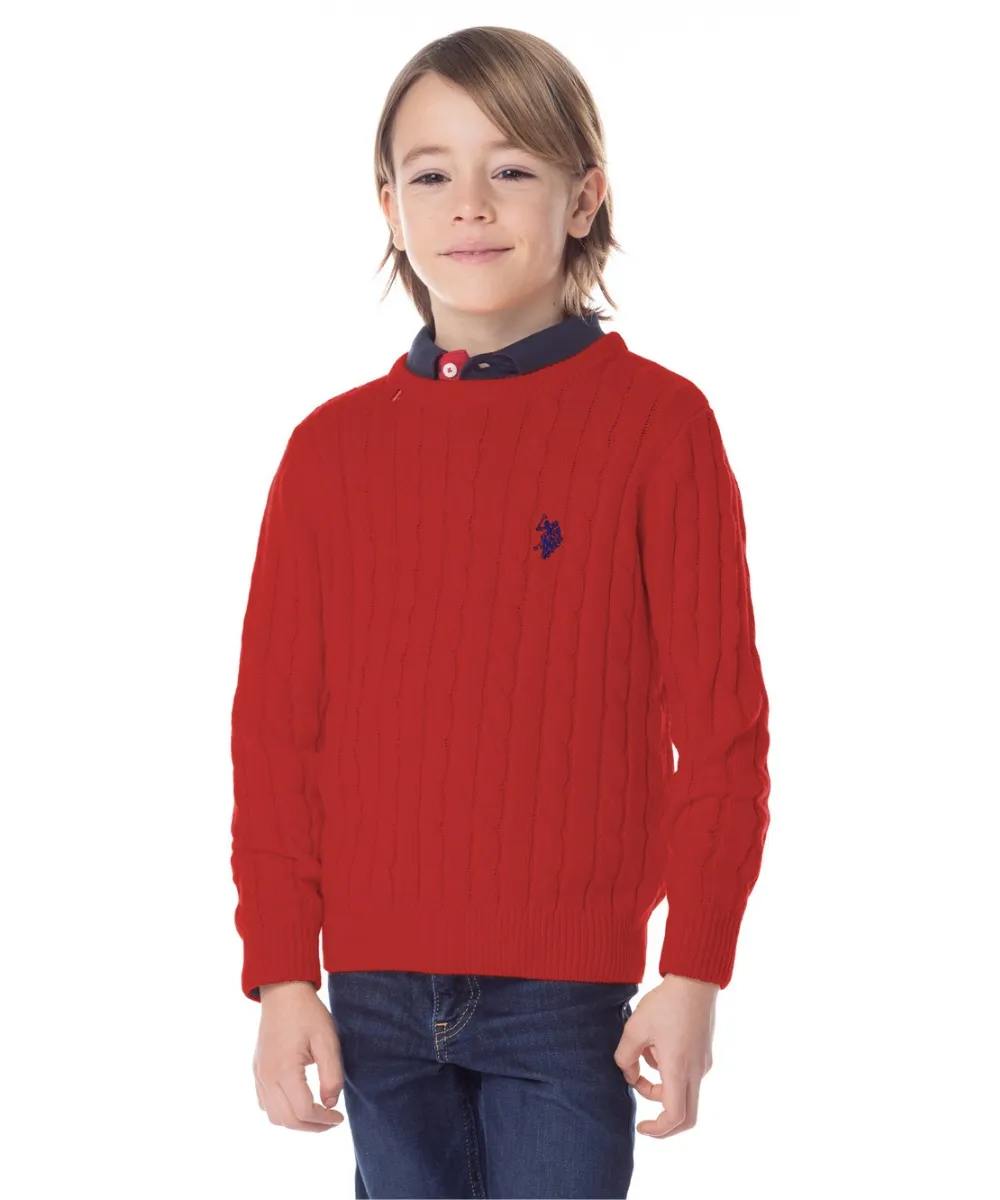 US POLO KIDS CABLE CREWNECK SWEATER