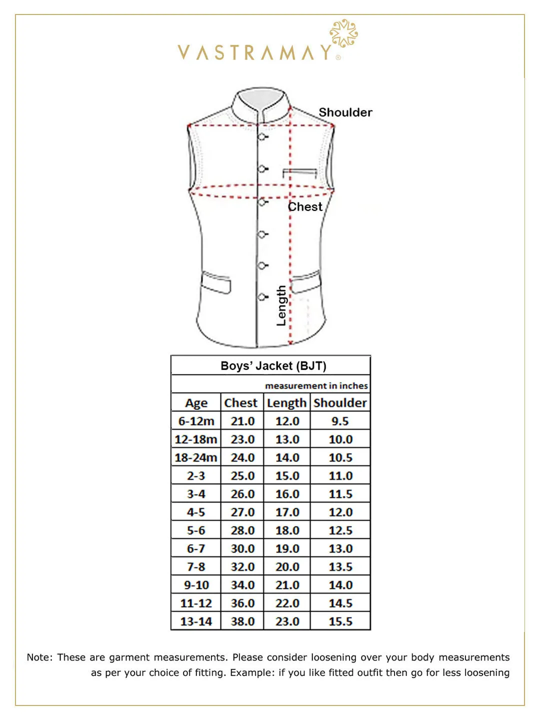 Vastramay Boy's Boys' Black Cotton Blend Nehru Jacket