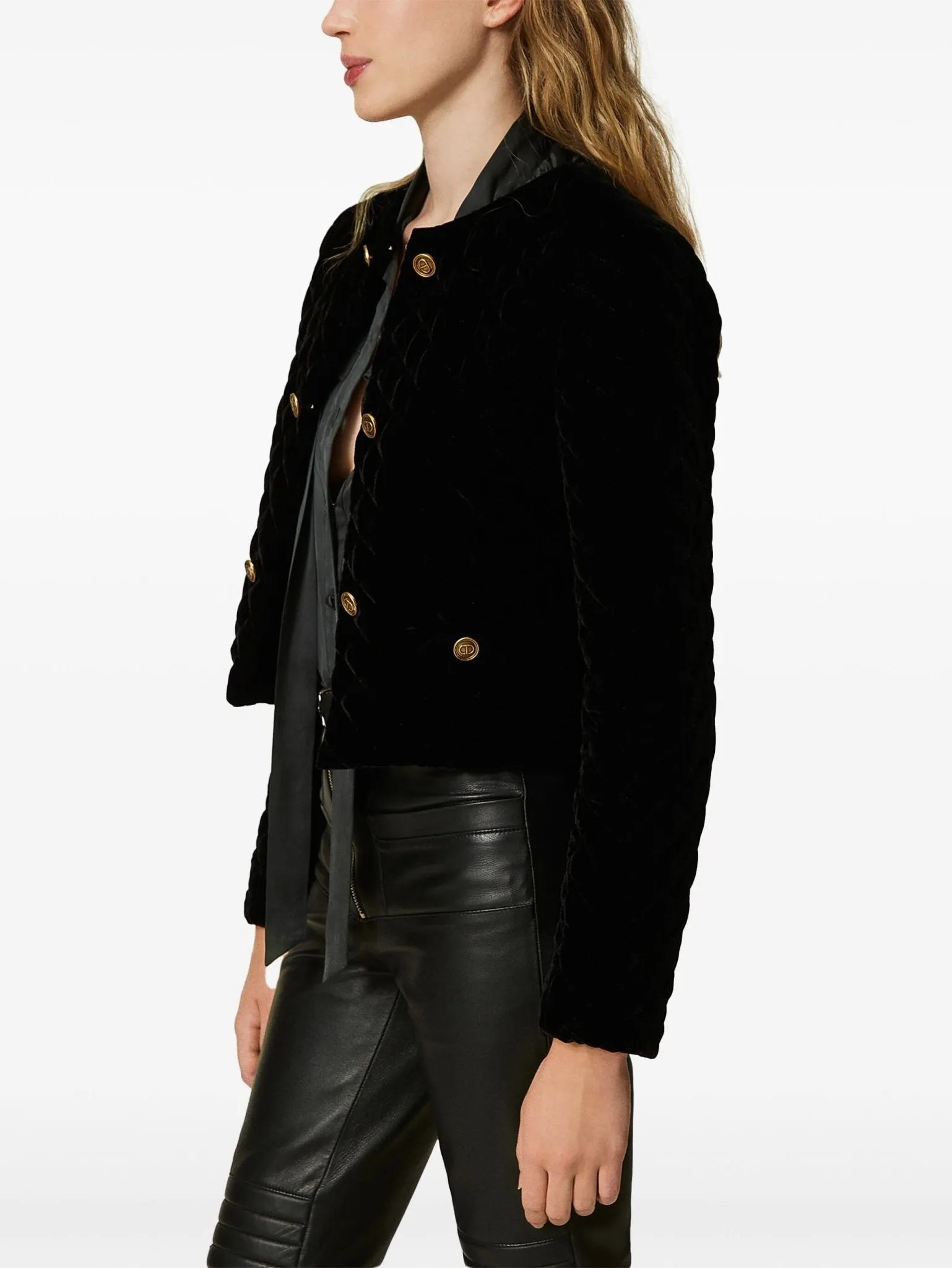 velvet cropped jacket