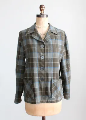 Vintage 1940s Plaid Wool 49er Jacket