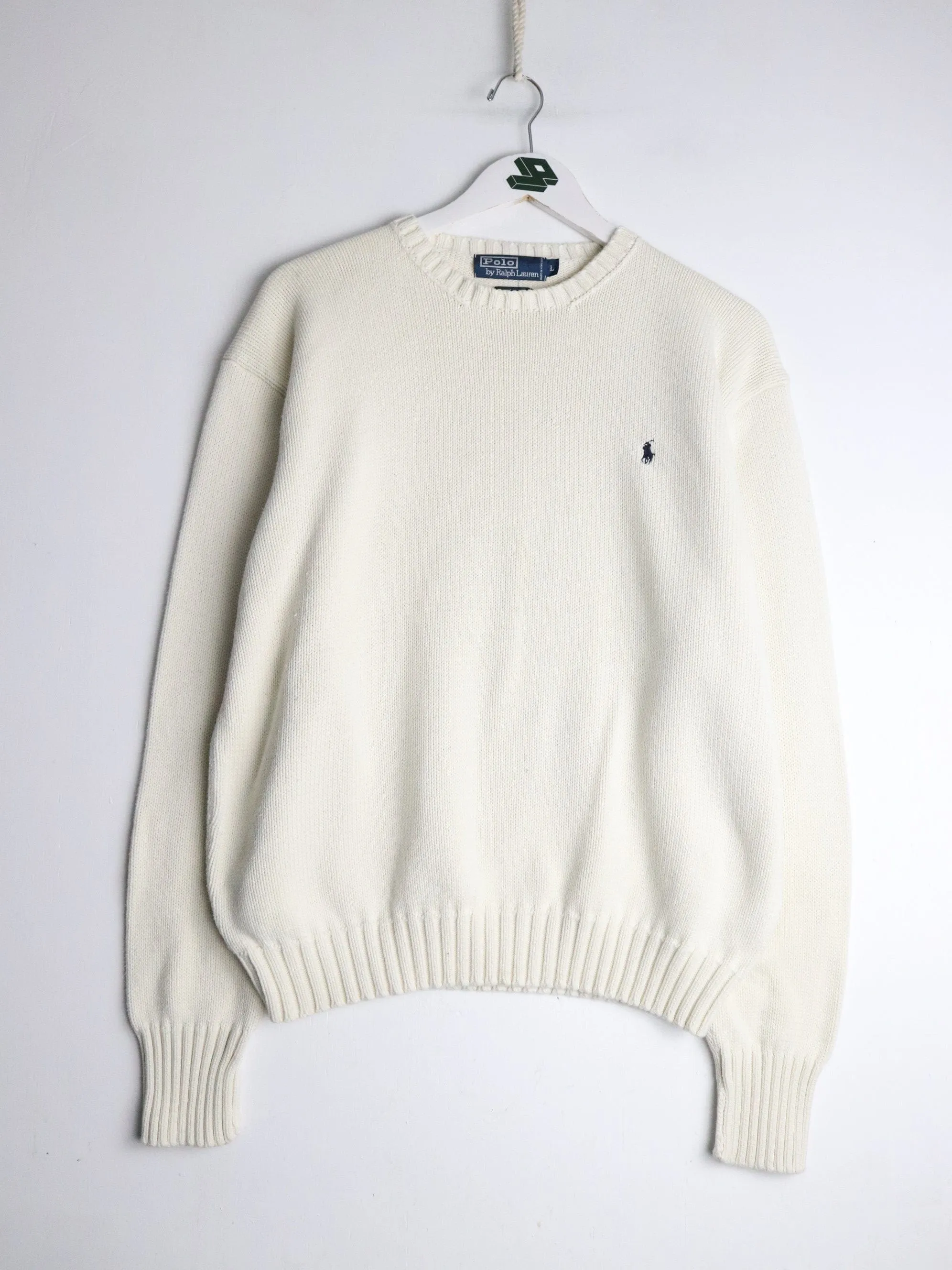 Vintage Polo Ralph Lauren Sweater Mens Large White Knit