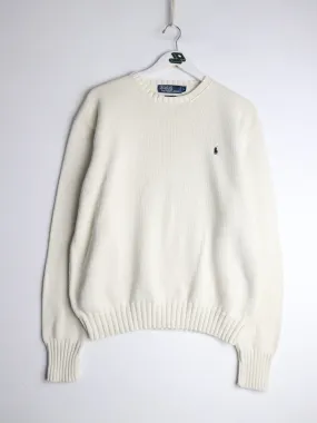 Vintage Polo Ralph Lauren Sweater Mens Large White Knit