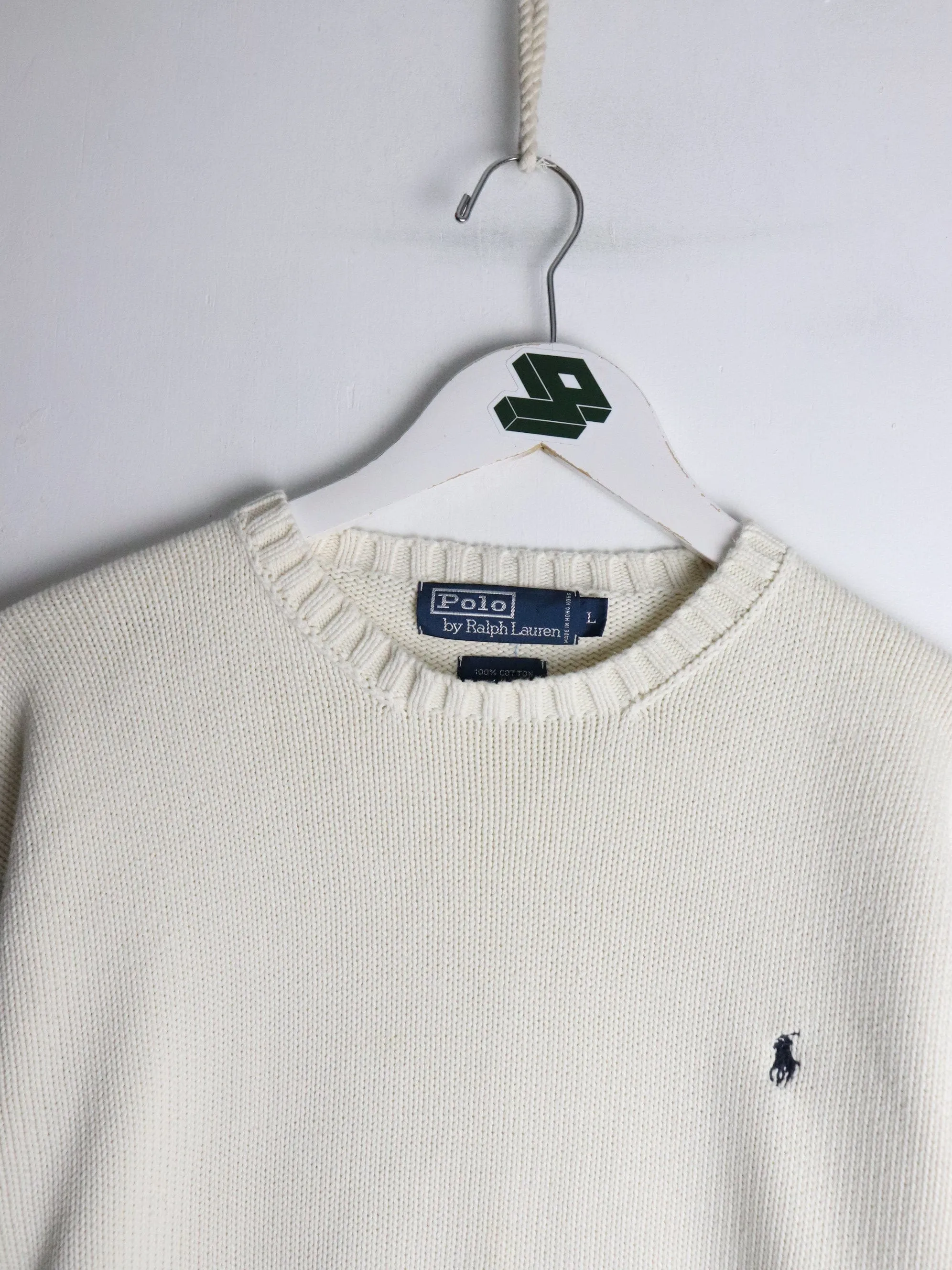 Vintage Polo Ralph Lauren Sweater Mens Large White Knit