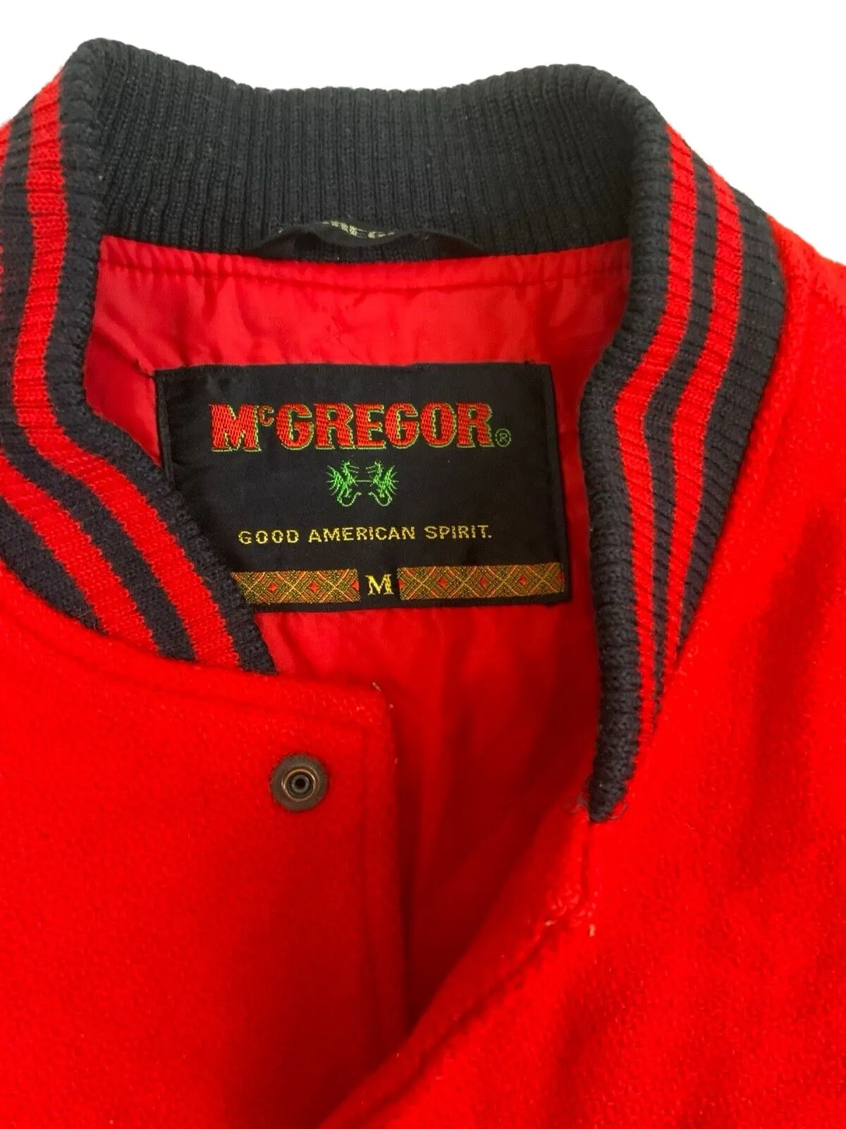 VTG 80s USA McGREGOR KNIT WOOL VARSITY JACKET BASEBALL FOOTBALL ROCKABILLY M 40