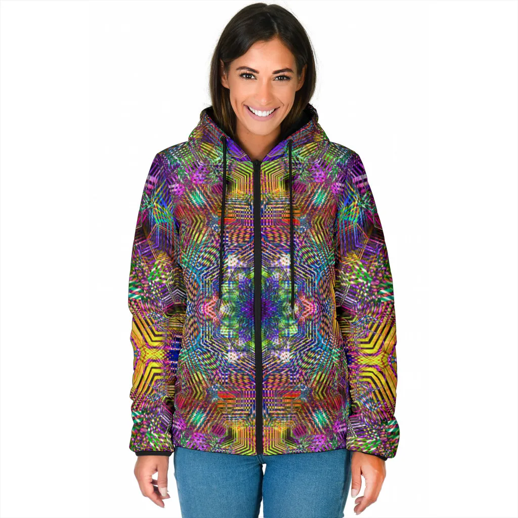 WARM GEOMETRIC MADNESS | WOMEN'S WINTER HOODIE JACKET | YANTRART