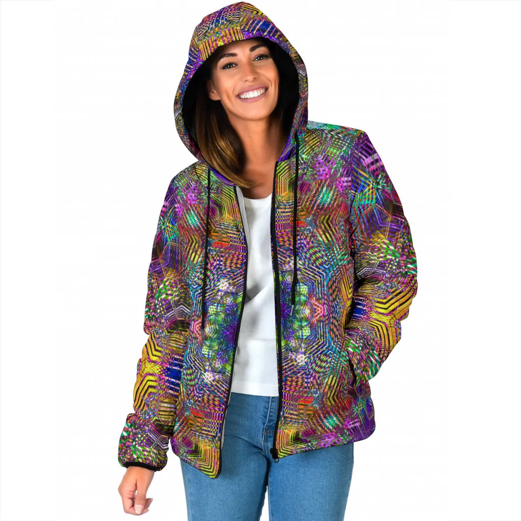 WARM GEOMETRIC MADNESS | WOMEN'S WINTER HOODIE JACKET | YANTRART