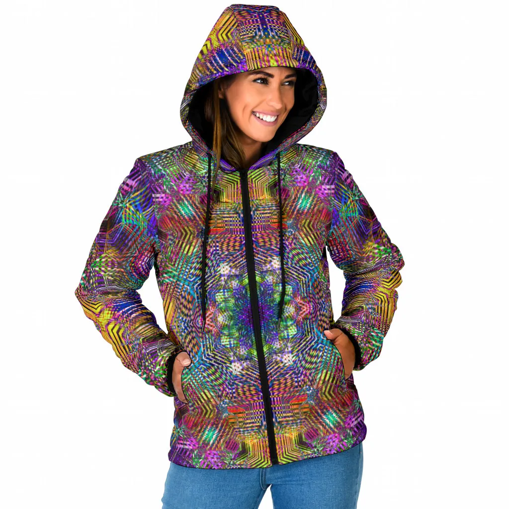 WARM GEOMETRIC MADNESS | WOMEN'S WINTER HOODIE JACKET | YANTRART