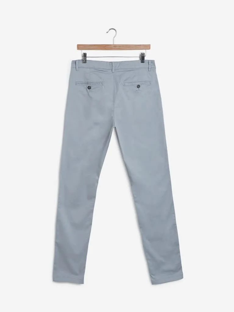 WES Casuals Light Grey Slim-Fit Chinos