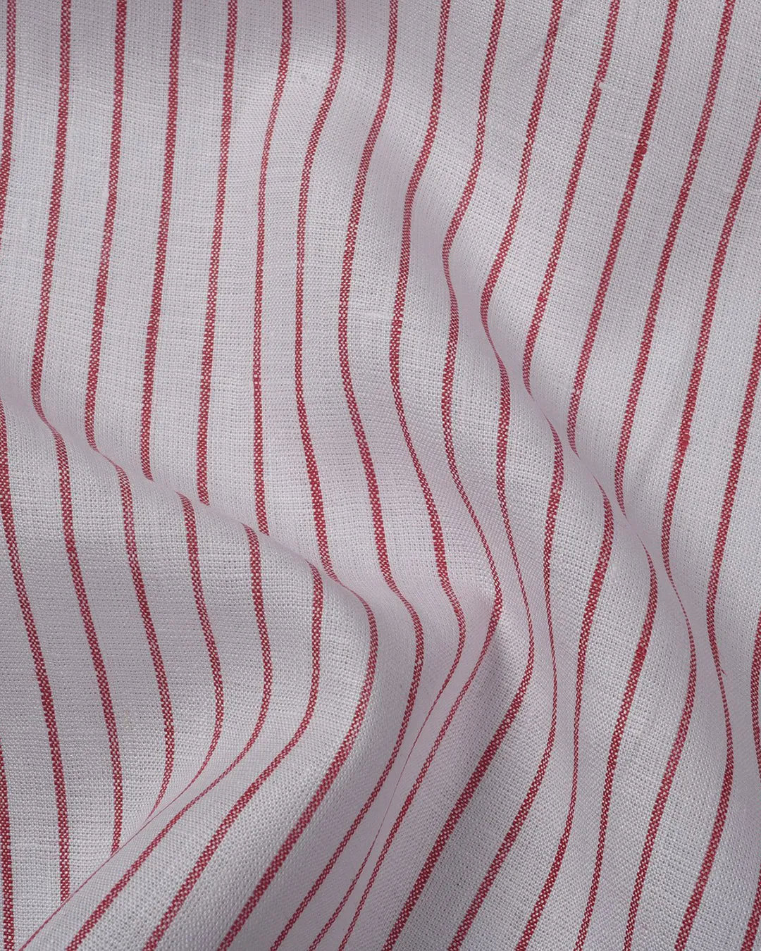 White Red Pin Stripes Linen