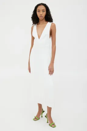 White Trapeze Pleated Dress