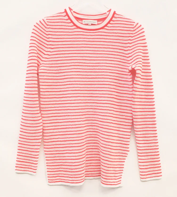 White   Warren - Striped Thermal Long-sleeve Shirt in White/Red Stripe