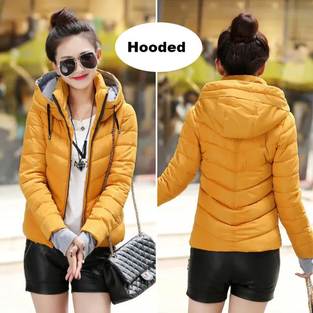 Winter Jacket Women Cotton Short Jacket 2017 New Girls Padded Slim Hooded Warm Parkas Stand Collar Coat Female Autumn Outerwear