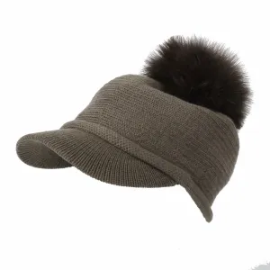 Wool Knit Visor Pom Beanie Hat Baseball Watch Cap DWR1135