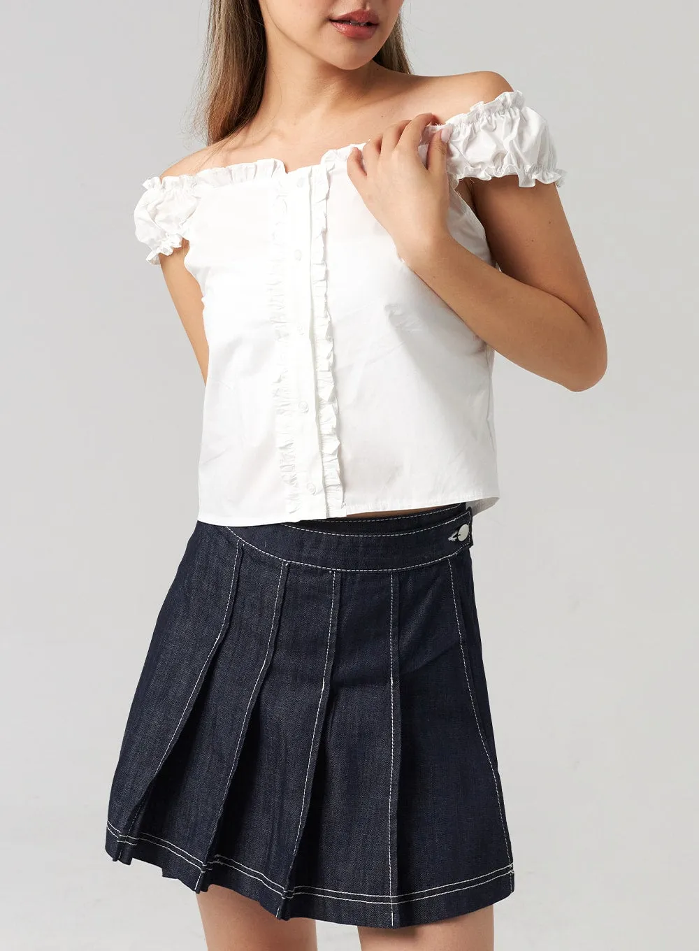 Wrapped Pleated Mini Skirt CL306