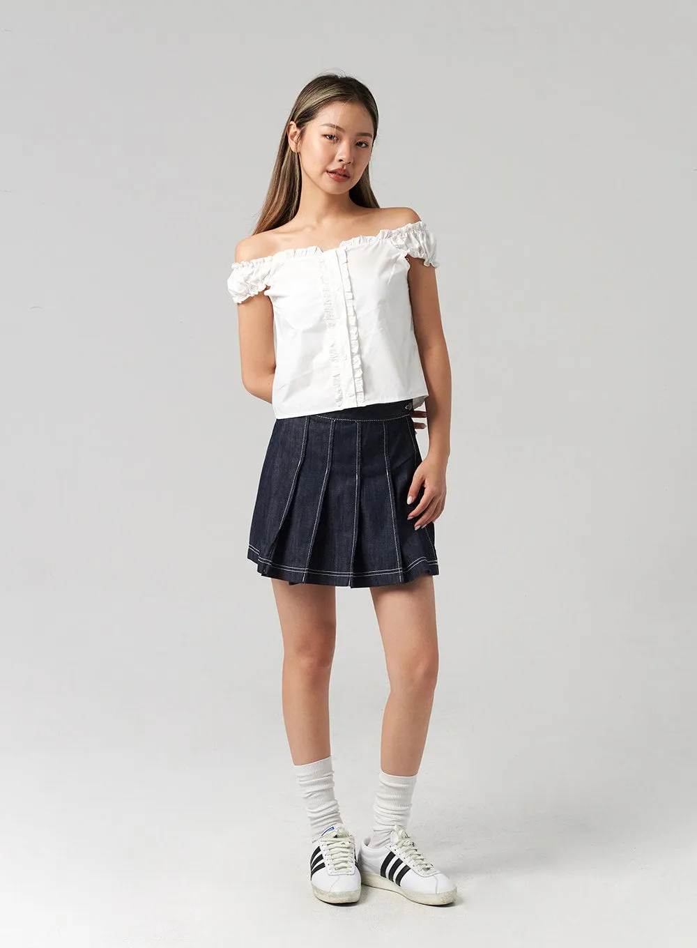 Wrapped Pleated Mini Skirt CL306