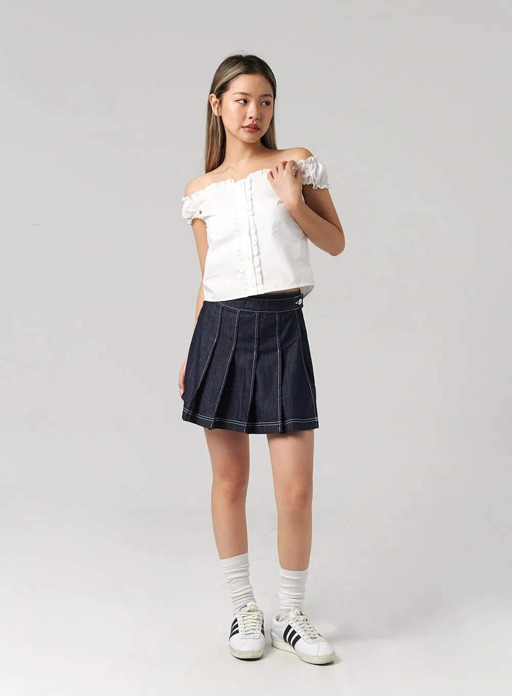 Wrapped Pleated Mini Skirt CL306