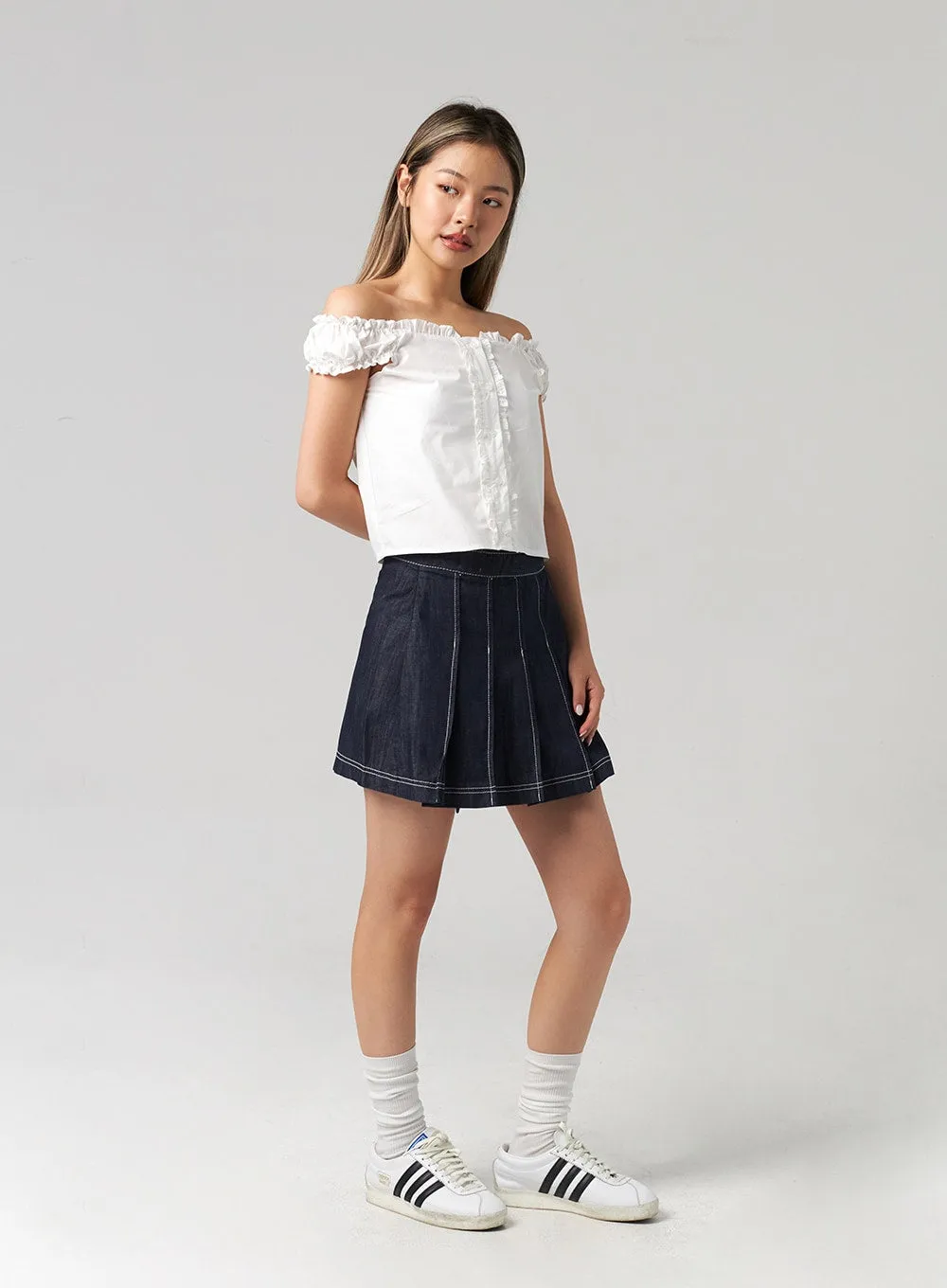 Wrapped Pleated Mini Skirt CL306