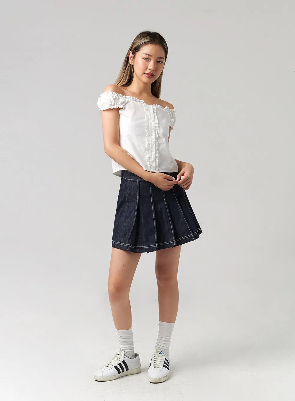 Wrapped Pleated Mini Skirt CL306