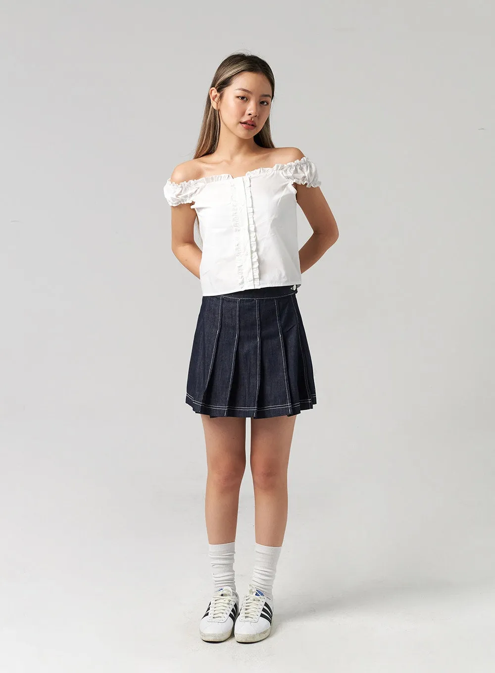 Wrapped Pleated Mini Skirt CL306