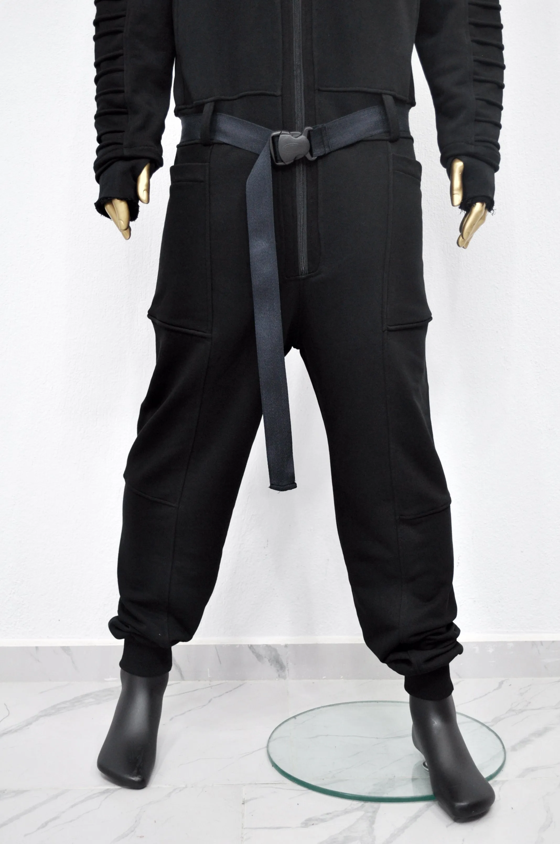 XS - 8XL Men's Black Overall Jumpsuit,Sci-fi Cosplay Flight Suit,Rave Regalo Moch,Cyberpunk/Futuristic Jacket,Gothic Hoodie/PLUS SIZE-BB0155