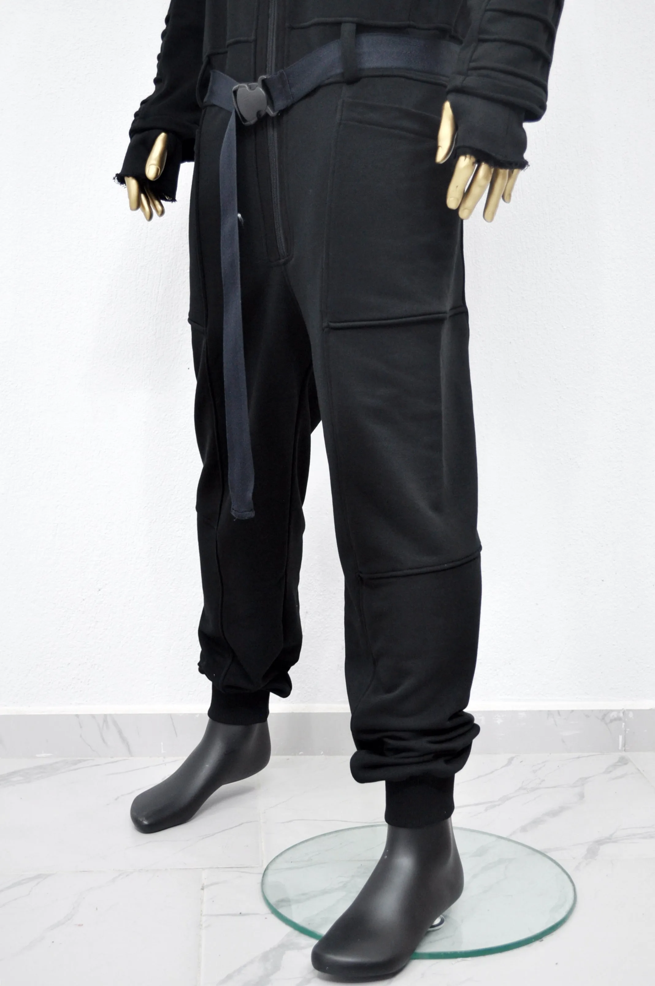 XS - 8XL Men's Black Overall Jumpsuit,Sci-fi Cosplay Flight Suit,Rave Regalo Moch,Cyberpunk/Futuristic Jacket,Gothic Hoodie/PLUS SIZE-BB0155