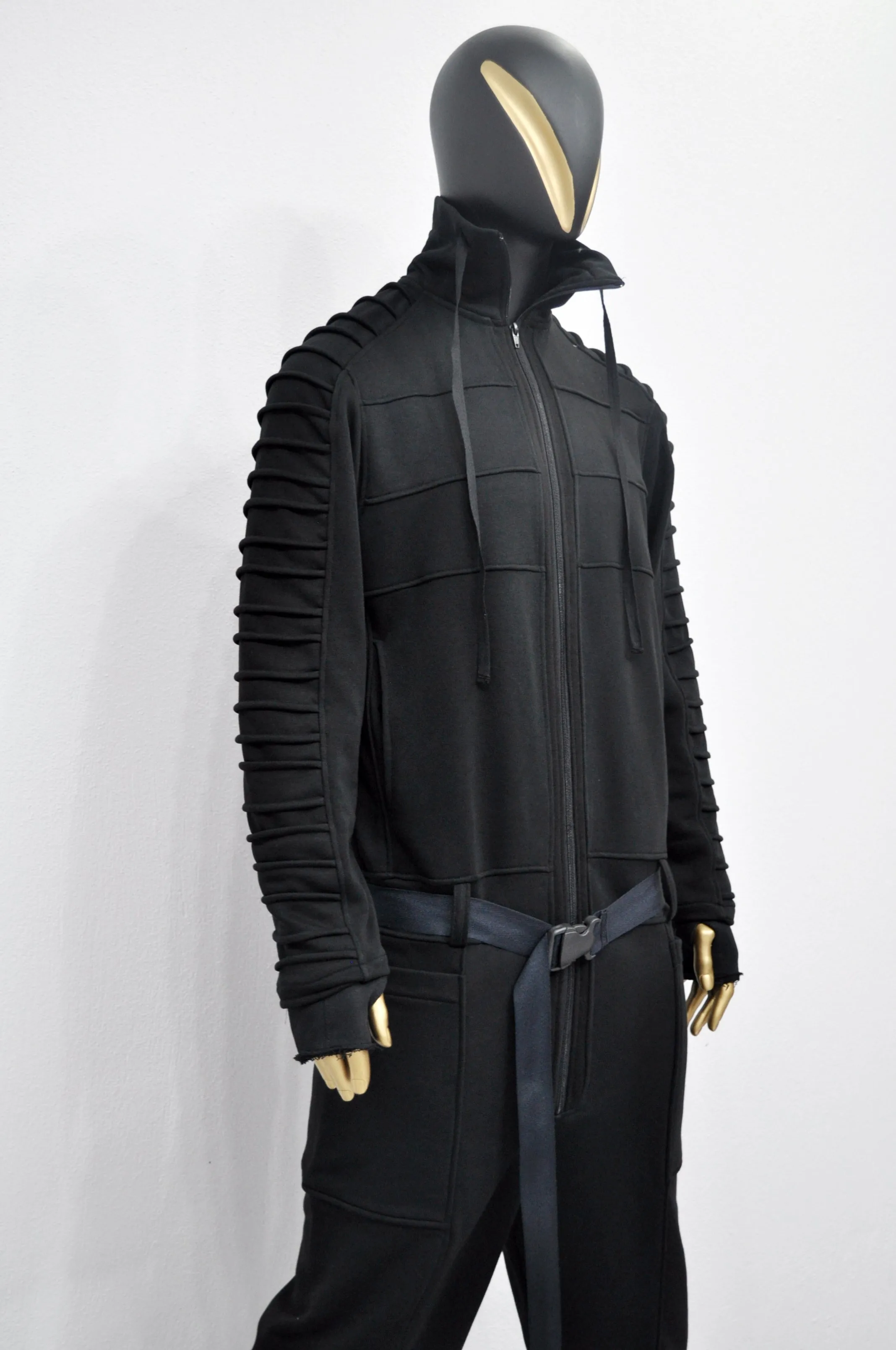 XS - 8XL Men's Black Overall Jumpsuit,Sci-fi Cosplay Flight Suit,Rave Regalo Moch,Cyberpunk/Futuristic Jacket,Gothic Hoodie/PLUS SIZE-BB0155