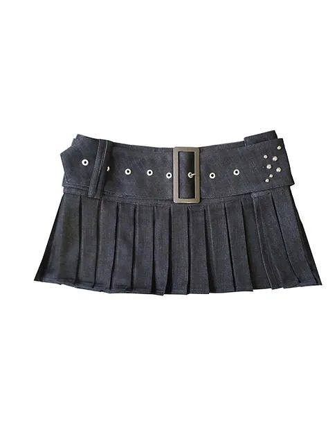 [ZEMETA] Summer 23 DROPLET MICRO BELT PLEATED SKIRT